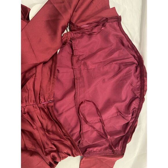 Selfie Leslie Mini Dress Sz XL Plum Strapless Tied Back Layer Frill Hem Ruched - Picture 15 of 16